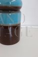 Vaso artistico in ceramica blu e marrone, anni '70