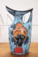 Vaso o caraffa vintage in ceramica con decoro smaltato, anni '60