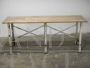 Grande tavolo da lavoro antico in ghisa con piano in legno, anni '20