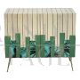 Piccola credenza in vetro verde malachite e pergamena naturale                       
                            