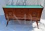 Credenza anni '50 con piano in vetro azzurro