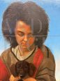  Giancarlo Pignataro, dipinto di ragazza con cagnolino, olio su tela del 1987                           