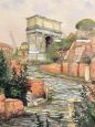 Dipinto ad acquarello con fori romani, Roma XIX secolo
