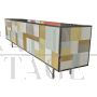Grande credenza bassa rivestita in vetro colorato                            