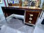 Scrivania in stile Ettore Sottsass in acciaio e palissandro                            