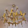 Lampadario grande di Gaetano Sciolari in ottone e cristallo