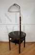 Lampada piantana con tavolino da lettura in legno, anni '50