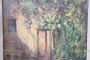 Silvio Poma - dipinto scorcio di giardino con casolare, fine XIX secolo, olio su cartone