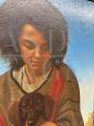 Giancarlo Pignataro, dipinto di ragazza con cagnolino, olio su tela del 1987