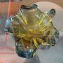 Centrotavola in vetro di Murano giallo sommerso anni '70                           