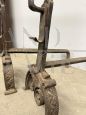 Coppia di alari antichi in ferro battuto e bronzo, XVII secolo