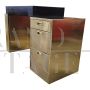 Scrivania design in ottone e legno nero con cassettiera