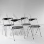 Set di 4 sedie vintage in acciaio cromato in stile Hans Eichenberger                            
