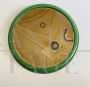 Specchio vintage rotondo in legno massello color verde