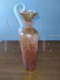 Vaso a bottiglia in vetro artistico arancione                            