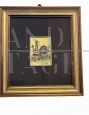 Piccolo dipinto con litografia su foglia d’oro 23 K, anni ‘50                            