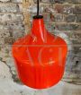 Lampada a sospensione vintage in vetro opalino arancione, anni '70