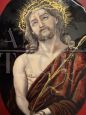 Antica placca in porcellana Limoges con Cristo dipinto a smalto, metà '800                            