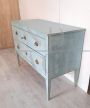Comò antico Luigi XVI in legno laccato azzurro, fine '700