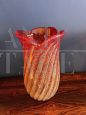 Vaso Barovier & Toso in vetro di Murano rosso e arancione, Italia anni '50                            