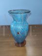 Vaso vintage in vetro di Murano azzurro effetto craquelé