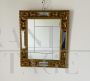Specchio vintage dorato con specchietti molati, anni '50