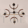 Lampadario stile Stilnovo anni '60 in legno curvato e ottone                            