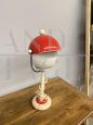 Lampada vintage in travertino con cappello da baseball rosso, anni '70