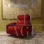 Poltrona vintage in tessuto rosso, anni '70                            