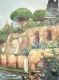 Dipinto ad acquarello con fori romani, Roma XIX secolo