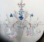 Lampadario Rezzonico in vetro di Murano colorato, ditta Cesare Toso, 1970