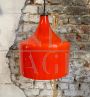 Lampada a sospensione vintage in vetro opalino arancione, anni '70                            
