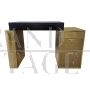 Scrivania design in ottone e legno nero con cassettiera