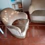 Salottino anni '50, divano e poltrone in velluto beige