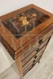 Cassettiera antica lombarda intarsiata