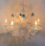 Lampadario Rezzonico in vetro di Murano colorato, ditta Cesare Toso, 1970