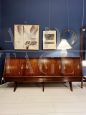 Credenza sideboard italiana con piano in vetro bordeaux, anni '60                            