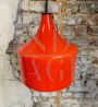 Lampada a sospensione vintage in vetro opalino arancione, anni '70                            