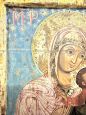 Vergine col Bambino - Icona russa dell'800 intagliata, dipinta e dorata