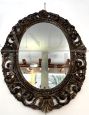 Grande specchiera fiorentina vintage in legno                            