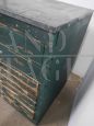 Cassettiera industriale da tipografia in pittura verde, 1950