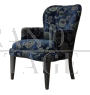 Poltrona art déco in velluto blu floreale                            