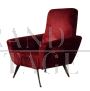 Poltrona vintage in velluto rosso                            