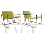 Poltrone design minimaliste in metallo e tessuto verde