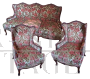 Salotto Bergère con divano e poltrone floreali in stile Luigi XV                            