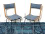 Coppia di sedie Boomerang di Carlo De Carli in skai blu                            