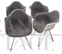 Set di 4 poltroncine Eames Plastic Armchairs DAR Vitra imbottite grigie                            