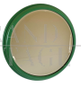 Specchio vintage rotondo in legno massello color verde                            