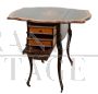 Tavolino da lavoro antico Napoleone III allungabile intarsiato                            