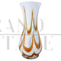 Vaso in vetro artistico di Murano bianco e arancione, anni '60